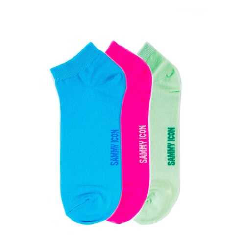 Комплект однотонных носков Sammy Icon Ankle Solid - 3 Pair Set - Green/Blue/Purple в Дефиле